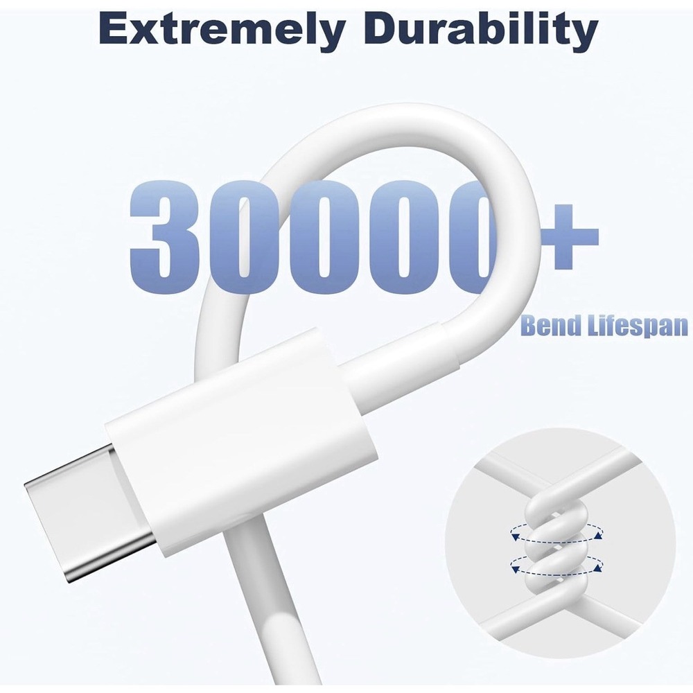 D0049-USB-A to USB-C Cable for iPhone 15 16 17 Pro Max CarPlay White 3ft - Picture 4 of 7